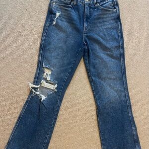 Good American Curve Love Straight Leg Distressed Blue Women's Jeans